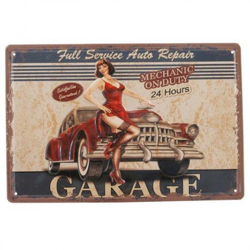 Metallskilt «Garage full service»... 20 x 30 cm