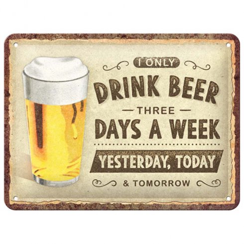 Metallskilt «Drink beer» 15 x 20 cm