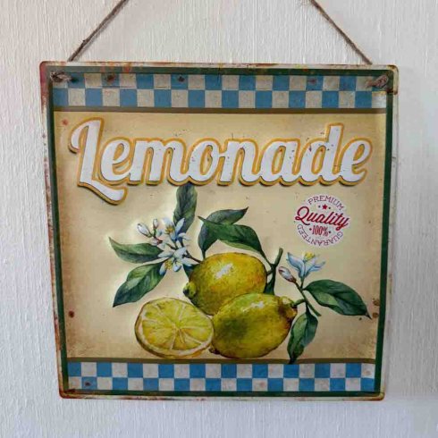 Plateskilt «Lemonade» med oppheng, 30 x 30 cm