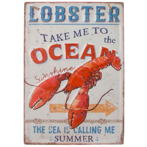 Plateskilt «Lobster» med oppheng, 28 x 40 cm