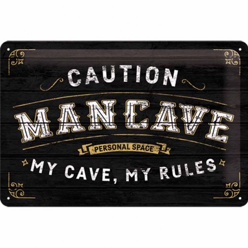 Plateskilt «Caution Mancave» 20 x 30 cm