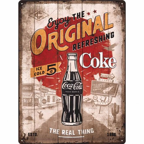 Metallskilt «Enjoy the Original Coke», 30 x 40 cm