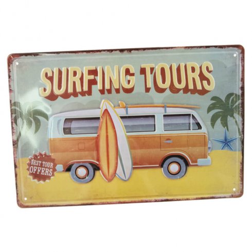 Metallskilt «Surfing Tours»... 20 x 30 cm