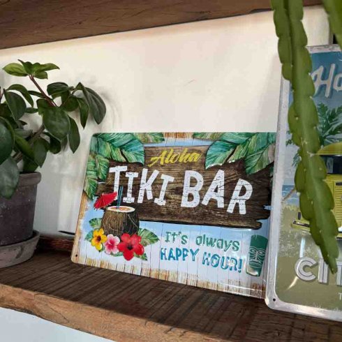 Tiki-bar-happy hour-skilt 20 x 30 cm