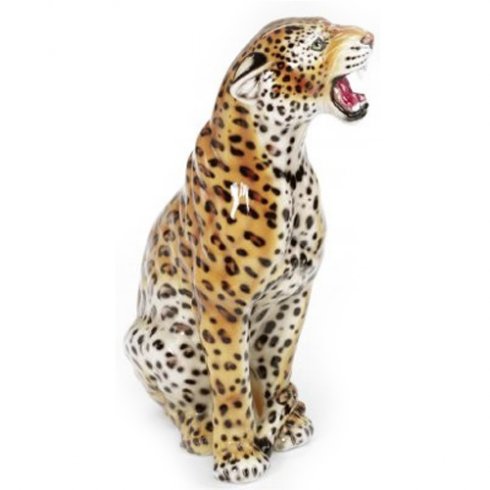 Italiensk porselensfigur av en leopard, 86 cm