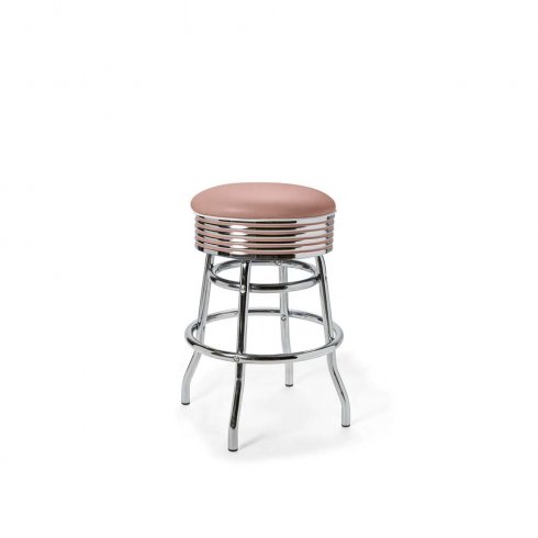 Diner barstol vintage 66 cm utan rygg rosa