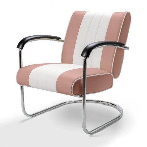 Diner stol retro med armstöd rosa
