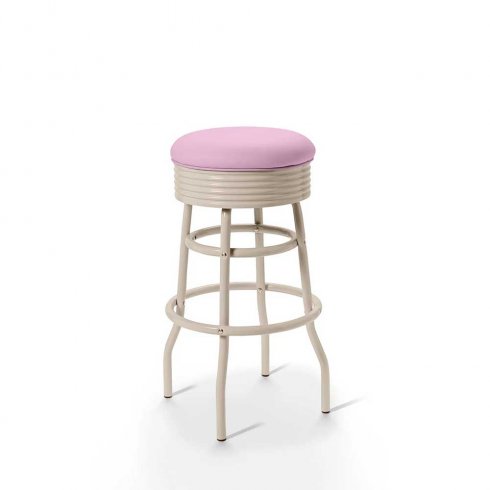 Diner barstol Creme vintage utan rygg rosalila