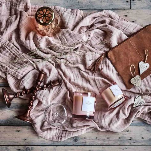 Bordduk i bomull, rosa, 220 x 140 cm