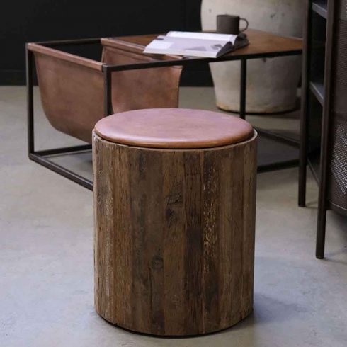 Sidebord i tre «Kub» med hjul, H 47 cm, Trademark Living