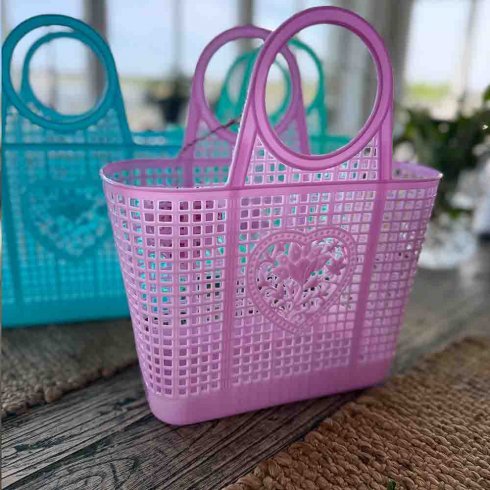 Liten strandveske i plast – Rosa
