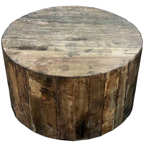 Rundt sidebord i tre med hjul, diameter: 90 cm, Trademark Living