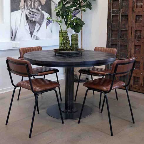 Svart, rundt spisebord «Jack», 120 cm, Trademark Living