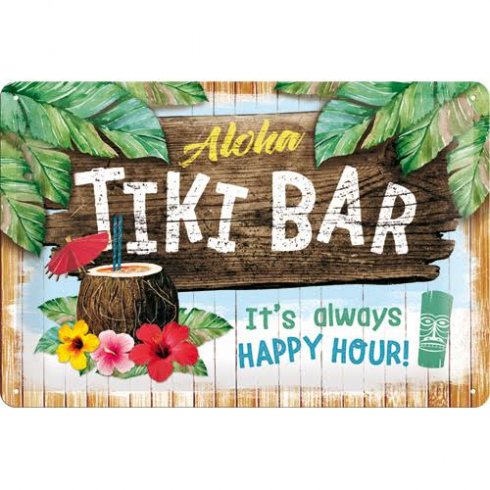 Tiki-bar-happy hour-skilt 20 x 30 cm