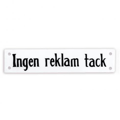 Skilt «Ingen reklame» 12 x 2,5 cm