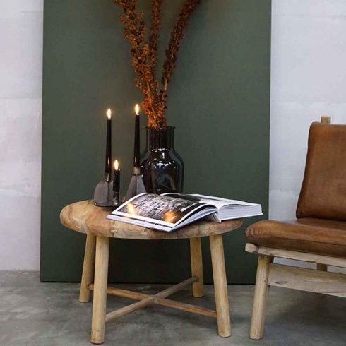 Rundt salongbord i paterinat-tre, Ø 70 cm, Trademark Living