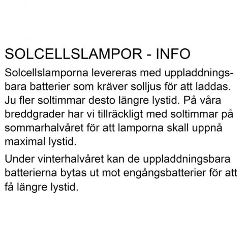Solcellelampe 22 cm