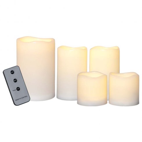 LED-blokklys, 5-pakning med fjernkontroll