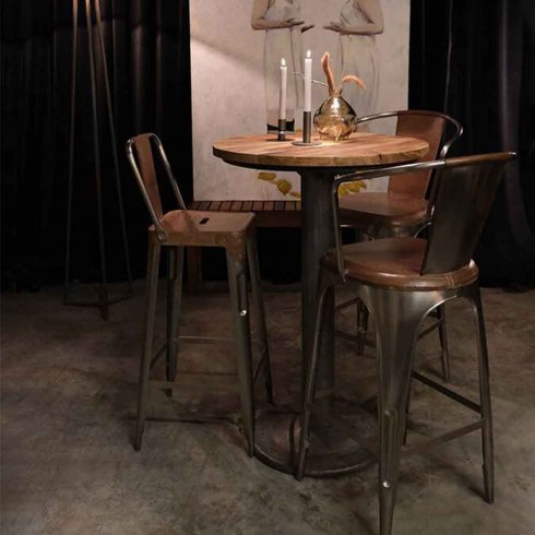 Barstol «Copenhagen Shiny» med ryggstøtte i skinn fra Trademark Living