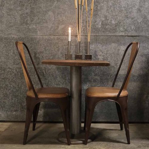 Spisestol «Living» med høy rygg, rustfarget med skinn, Trademark Living