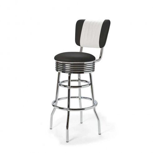Diner barstol vintage med rygg svart