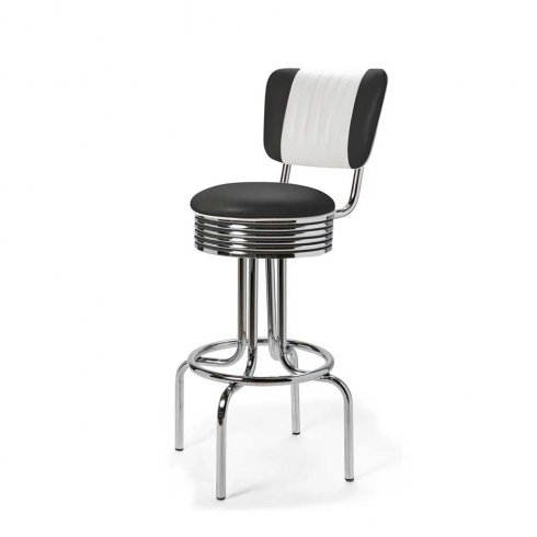 Diner barstol retro med rygg svart