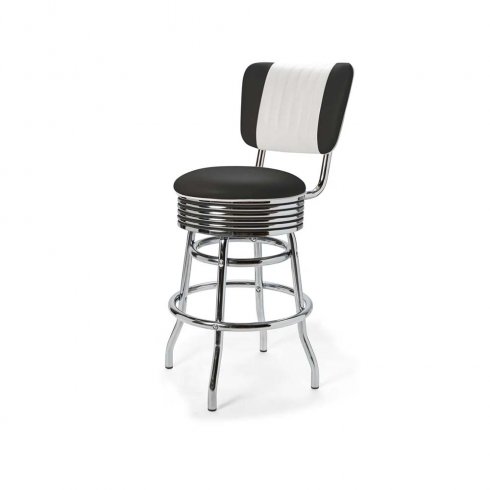 Diner barstol vintage 66 cm med rygg svart