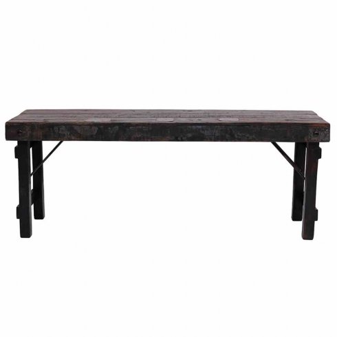 Svart trebenk i gjenvunnet materiale, sammenleggbar, 119 cm