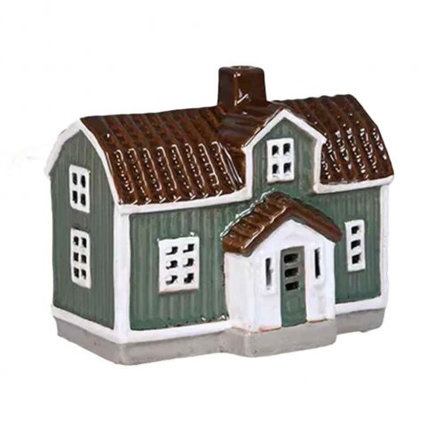 Keramikkbeholder «Svenskt Grönt» til telys, 11 cm