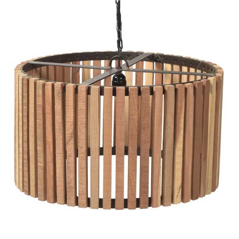 Taklampe «Lameller» i gjenvunnet tre, stor