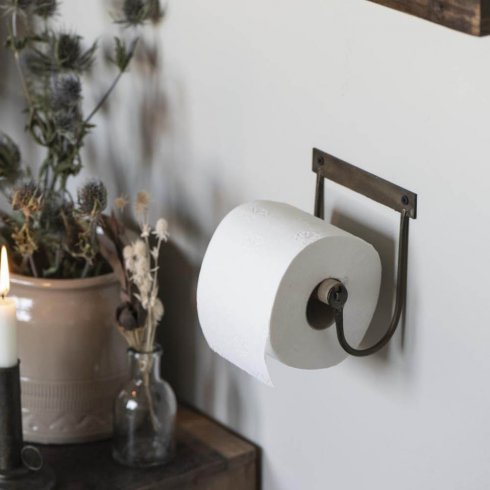 Toalettpapirholder i gammeldags stil med trerull