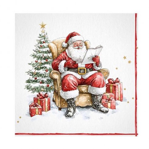 Juleservietter med nisse og ønskeliste