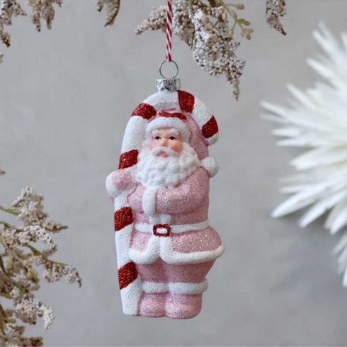 Julepynt til juletreet: hengende rosa nisse