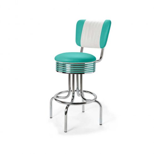 Diner barstol retro 66 cm med rygg turkos
