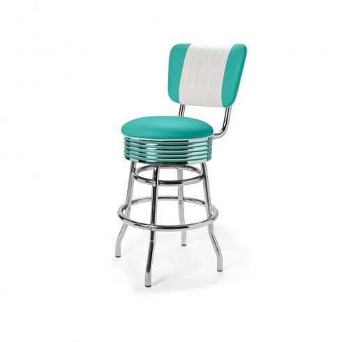 Diner barstol vintage 66 cm med rygg turkos