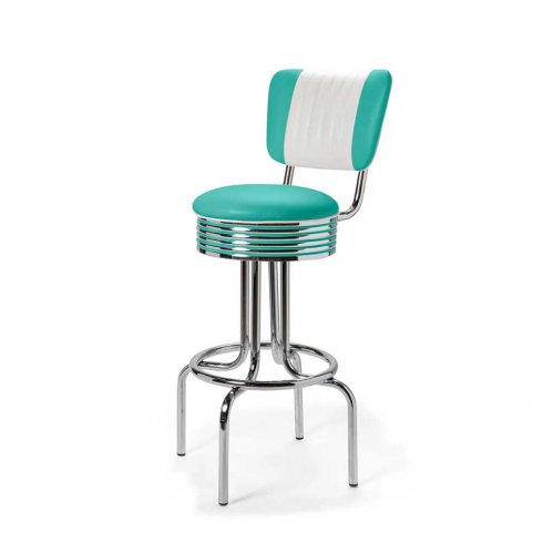 Diner barstol retro med rygg Turkos