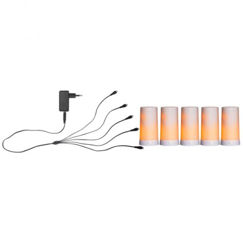 Oppladbare LED-lys med USB og lader, 5 sett