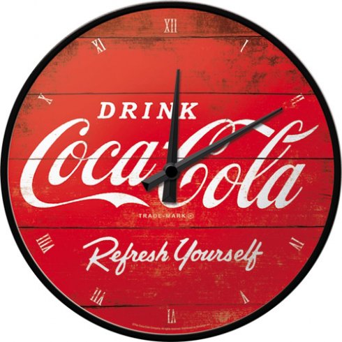 Veggklokke Coca-Cola, rød, 31 cm