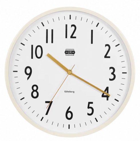 Veggklokke Göteborg, diameter 35 cm, kremfarget