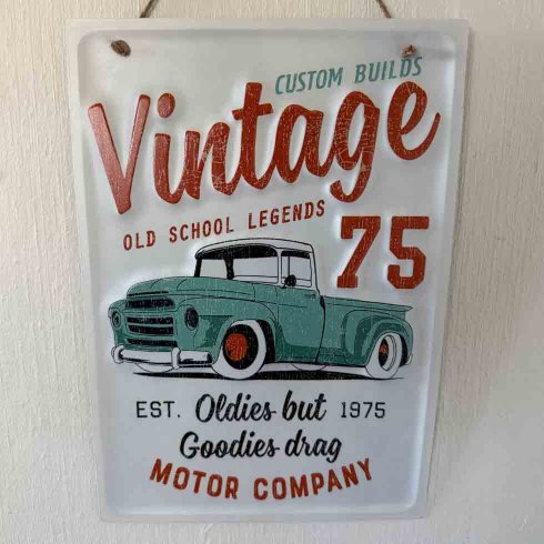 Vintage 75-plateskilt med oppheng, 28 x 40 cm