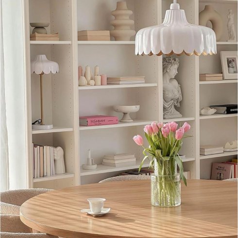 Wells bordlampe, hvit/gull, 50 cm – Pr Home