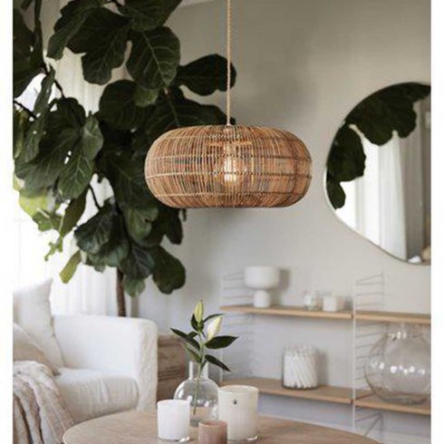 Zuri taklampe, håndflettet naturrotting, 51 cm – Pr Home