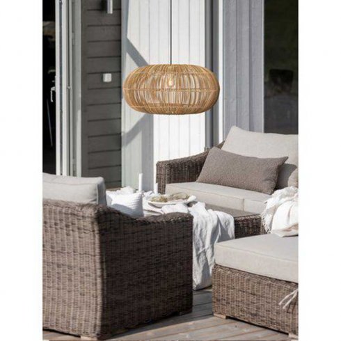 Zuri utendørs taklampe, håndflettet naturrotting, 61 cm – Pr Home